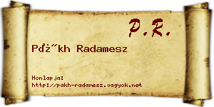 Pákh Radamesz névjegykártya